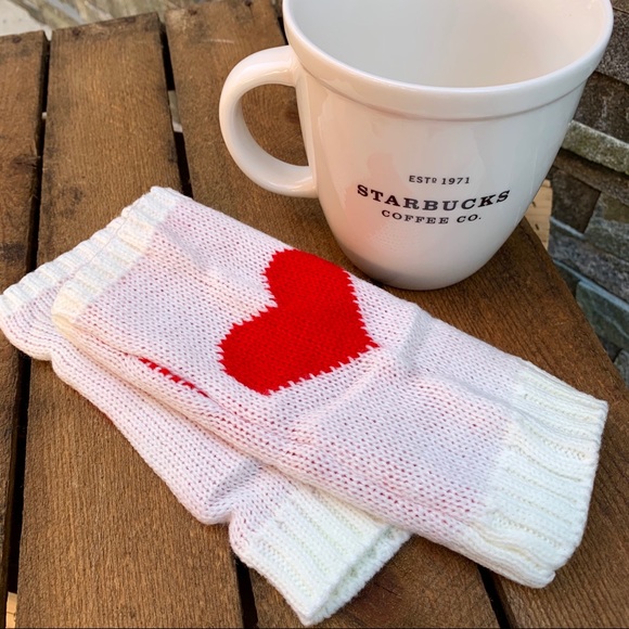 ✨KNIT HEART HAND ARM WARMER FINGERLESS GLOVES - Picture 3 of 7